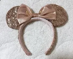 ミニーちゃん 耳カチューシャ スパンコール付き ピンクゴールド