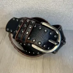 ベルト　ウエスタンベルト　スタッズ　レザー y2k 古着　ブラック 男女兼用