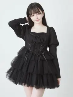 アンクルージュ ブラックフリルワンピース(黒)