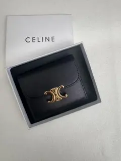 CELINEセリーヌ トリオンフ 三つ折りミニウォレット ブラックスムースレザーのサムネイル