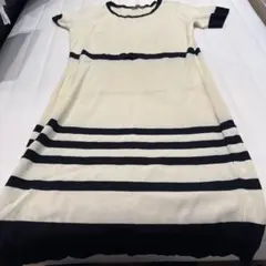 ローラアシュレイ　ストライプ 半袖ニットワンピース サイズ11