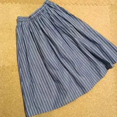 Lugnoncure スカート　Mサイズ　着丈約65cm　ブルー　ストライプのサムネイル