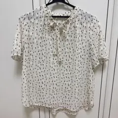 LES MUES 半袖ブラウス M アイボリー ドット柄のサムネイル