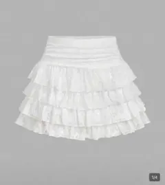 SHEIN MOD レディース ホワイトレース フリルヘム ミニスカート