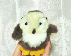 フクロウ　ぬいぐるみキーホルダー　昭和レトロ