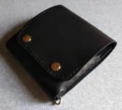 栃木レザーヌメ革★スマート・トラッカーウォレット２　ブラック★軽くて色々入る！