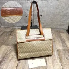 本物☆セリーヌ ロゴ マカダム柄 レザー トートバッグ ハンドバッグ トリオンフ