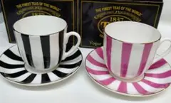 TWG ストライプ ボーダー カップ&ソーサー 2客セット箱、袋付き新品未使用