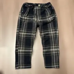 プティマイン　ネイビー裏起毛チェックズボン　110