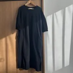 JaVa ブラック ロングワンピース 七分袖