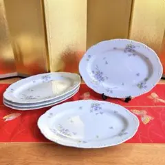 【未使用品】ナルミ　パスタ皿５枚　オーバル皿　カレー　スパゲッティ　バイオレット