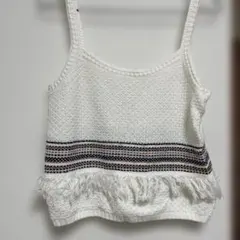 GU ホワイト フリンジ ニットベスト