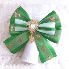 キンブレリボン カラット棒リボン ダイヤ カラット柄 グリーン ★ハンドメイド