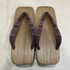 新品保管品 桐下駄 灰紫鼻緒