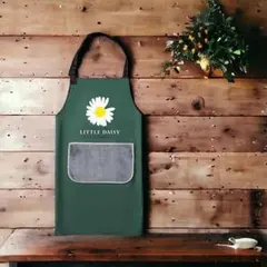 「韓国流行の花柄エプロン 緑色 女性用 キッチンとファッションに最適」