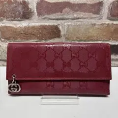 GUCCI ニース マイクログッチシマ 長財布 赤 ゴールド金具 - メルカリ