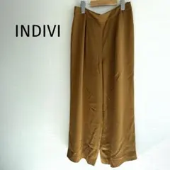 週末セール　インディヴィ　カジュアルパンツ　ガウチョ　裏地あり　キャメル　38