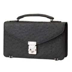 【匿名送料込み★新品】オーストリッチ型押し　背面財布機能付き　ミニセカンドバッグ