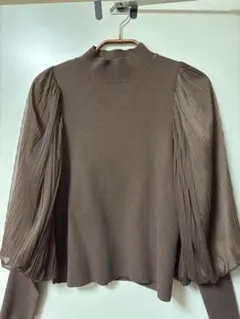 SNIDEL スナイデル✴︎プリーツチュールスリーブニットプルオーバー シースルー