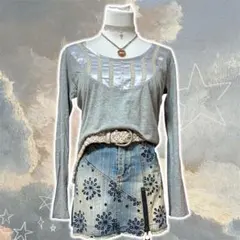 値下げ◎y2k 森ガール バレエコア フェアリーグランジ グレー 長袖カットソー