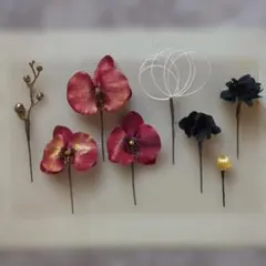 ②赤胡蝶蘭髪飾り　卒業式髪飾り　成人式結婚式髪飾り