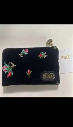 FEILER 花柄ポーチ 黒