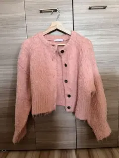 JEANASIS ピンク クロップドニットセーター