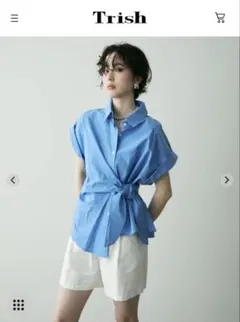 ウエストアシメリボン半袖シャツ