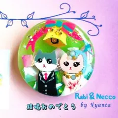 レジンヘアゴム.ブローチ☘ハンドメイド☘手描きNo.278