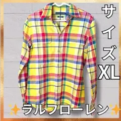✨RALPH LAUREN✨長袖チェックシャツ【XL】 黄色　ラルフローレン