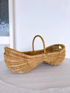 美品】希少☆アンティーク 藤 ラタンドール ヴィンテージ バスケット