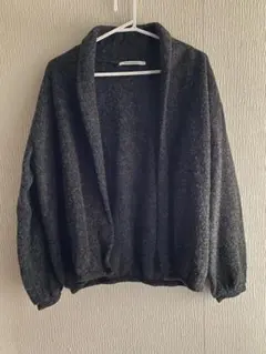 ダークグレー フリース風カーディガン
