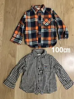 【再値下げ！】ネルシャツ100㎝　ミキハウスピクニック・ブランシェス　2点セット