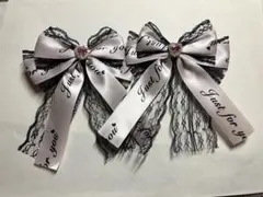 リボンヘアクリップ 量産型 地雷系 ピンク×黒 2個セット