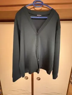 ダークグリーン Vネック 長袖カーディガン