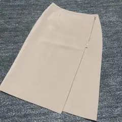 ナチュラルビューティーベーシック ベージュ ジッパー台形 巻きスカート 春