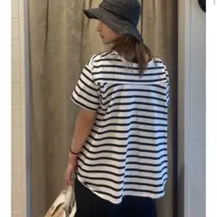 Ray BEAMS バックフレアクルーネックTシャツ　半袖　ボーダー
