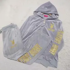 PLAYBOY BUNNY ジャージセットアップ ベロア グレー×ゴールド