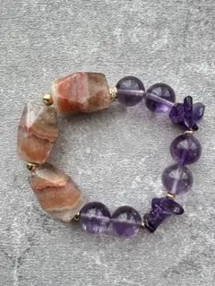 天然石 アメジストアゲート バングル ブレスレット - メルカリ