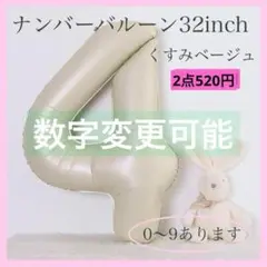 ナンバーバルーン くすみベージュ 4数字 風船 お誕生日 記念日 飾付け 祝い