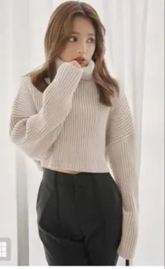 GRL◎未使用品　タートルネッククロップド丈ニットトップス[mb1395]