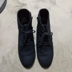 ブラック スエード ショートブーツ22cm