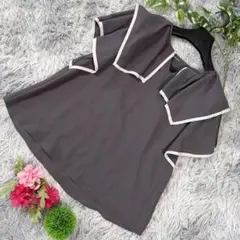 ✨VIS ✨サイズF 「【洗える】ラッフルフリルバイカラーブラウスのサムネイル