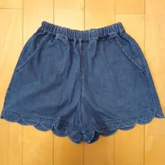 ブランシェス　ハートショートパンツ140/150 デニム スカラップ