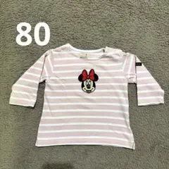 petit main ミニー刺繍 長袖カットソー 80