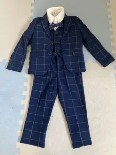 ネイビー チェック柄 フォーマルスーツ 110cm~