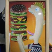 ハンバーガーを食べようとしている男の子 イラスト メルカリ