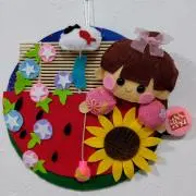 リンゴ　ヨーヨー釣りリース等作成中の画像