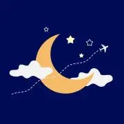 三日月とひこうきの画像