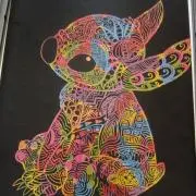 スクラッチアート 完成品 オリジナル 海を散歩する亀 原画 一点物